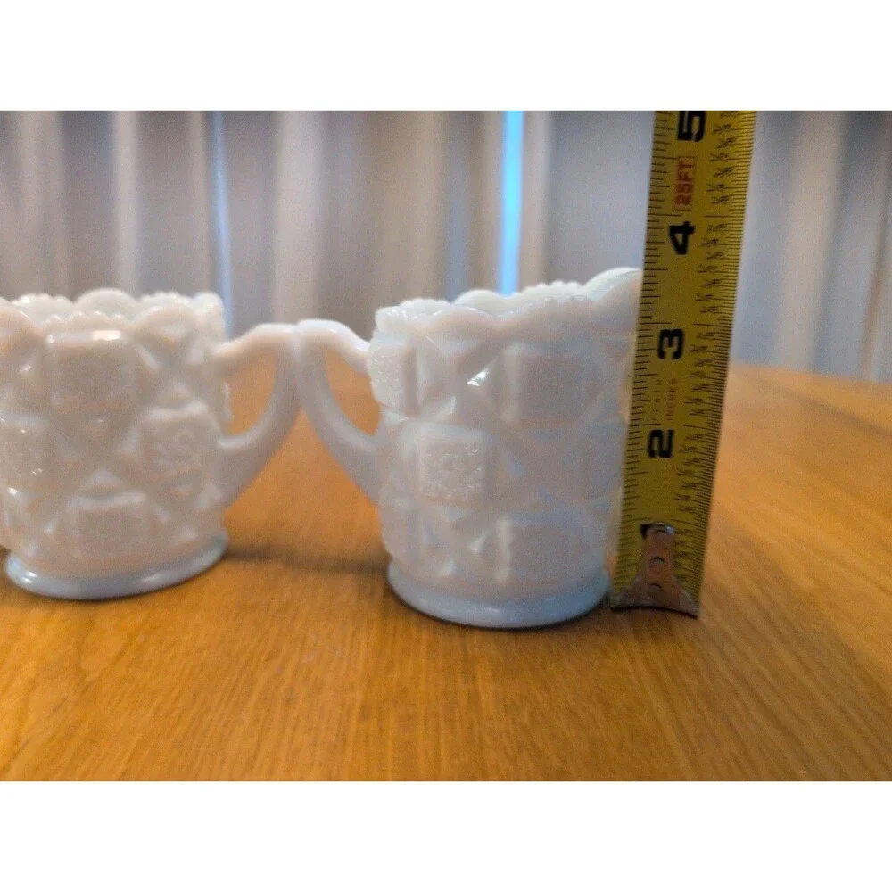 Vtg Westmoreland Milk Glass Creamer & Sugar Set 